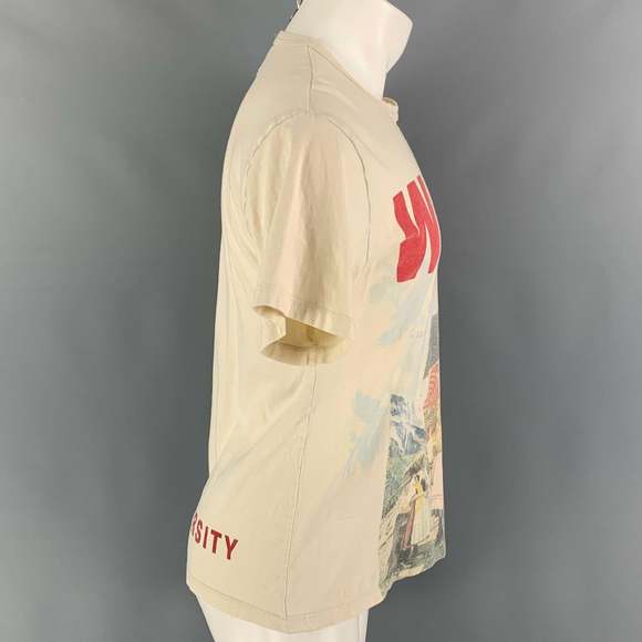 WALTER VAN BEIRENDONCK x DSM Beige Red Graphic Cotton Crew-Neck T-shirt - Picture 2 of 4